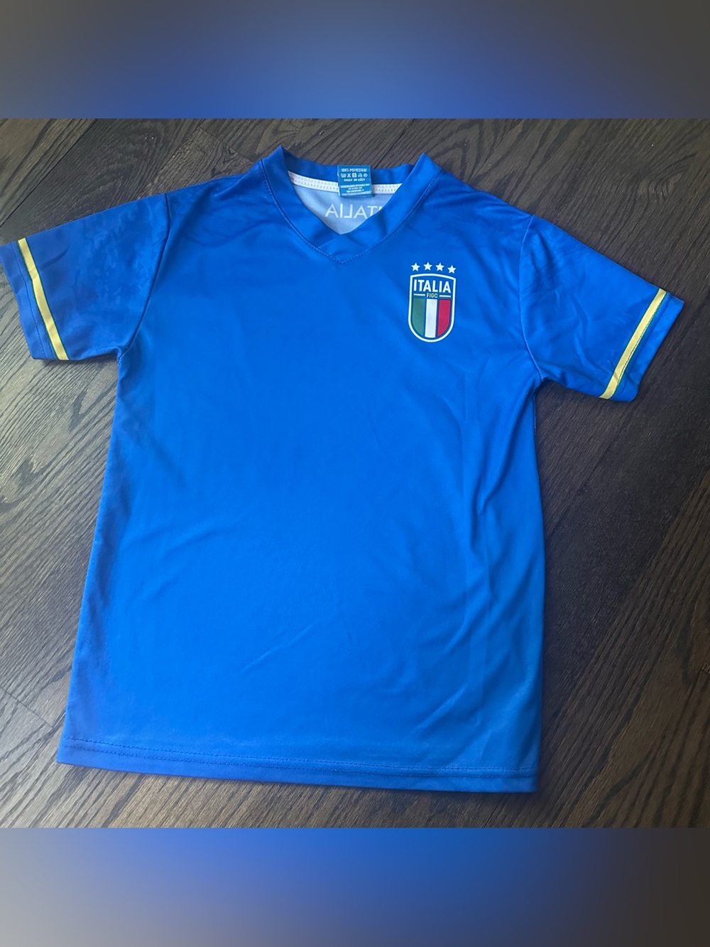 Italia Blue Kids Soccer Jersey - Youth Short Sleeve Top Size 8 Years